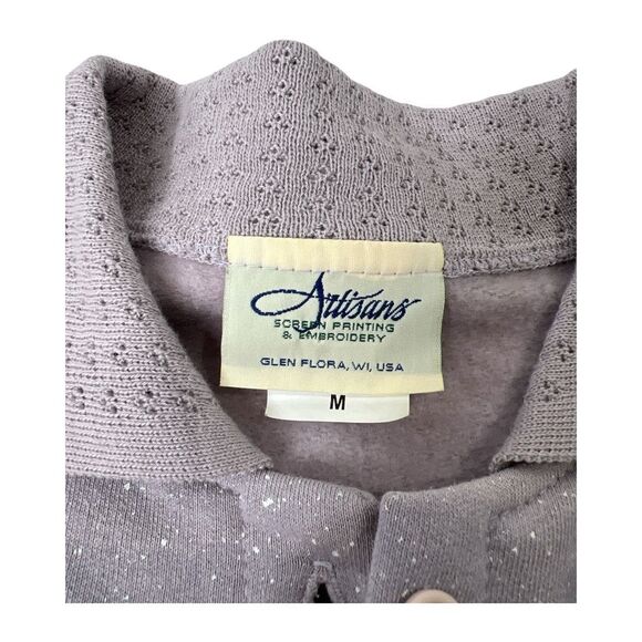 Artisans‎ Button Front Sweatshirt Purple Winter Lighthouse Sz Medium - Picture 5 of 8